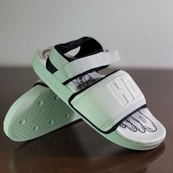 Adidas X Pharrell Williams Hu Human Race Adilette 2.0 Men's Shoes Sandals White - Picture 7 of 11